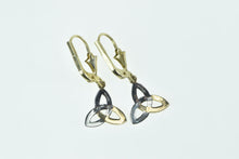 Load image into Gallery viewer, 10K Triquetra Two Tone Dangle Statement Earrings Yellow Gold