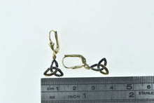 Load image into Gallery viewer, 10K Triquetra Two Tone Dangle Statement Earrings Yellow Gold