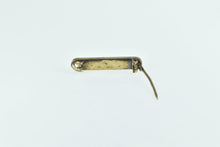 Load image into Gallery viewer, 14K Black Enamel Leaf Pattern Engraved Bar Pin/Brooch Yellow Gold