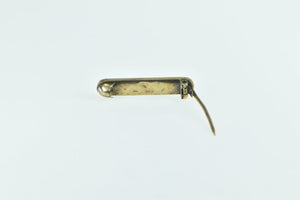 14K Black Enamel Leaf Pattern Engraved Bar Pin/Brooch Yellow Gold