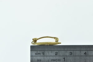 14K Diamond Inset Vintage Navette Bar Pin/Brooch Yellow Gold