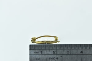 14K Diamond Inset Vintage Navette Bar Pin/Brooch Yellow Gold