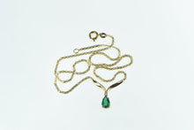 Load image into Gallery viewer, 14K Marquise Syn. Emerald Diamond Chevron Necklace 16&quot; Yellow Gold