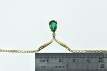 Load image into Gallery viewer, 14K Marquise Syn. Emerald Diamond Chevron Necklace 16&quot; Yellow Gold