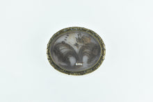 Load image into Gallery viewer, Gold Filled Victorian Elaborate Mourning Bouquet Oval Pin/Brooch