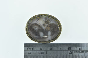 Gold Filled Victorian Elaborate Mourning Bouquet Oval Pin/Brooch