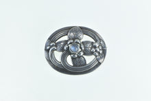 Load image into Gallery viewer, Sterling Silver Georg Jensen Ornate Moonstone Leaf Swirl 138 Pin/Brooch