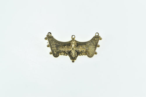 Gold Filled Victorian Ornate Elaborate Leaf Motif Charm Holder Pin/Brooch