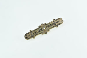 Gold Filled Elaborate Victorian Seed Pearl Enamel Bar Pin/Brooch