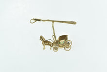 Load image into Gallery viewer, 18K Victorian Emerald Horse Drawn Carriage Bar Pin/Brooch Yellow Gold