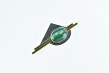 Load image into Gallery viewer, Sterling Silver Malachite Oval Modernist Geometric Bar Pin/Brooch