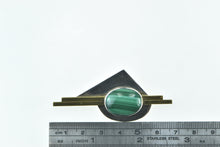 Load image into Gallery viewer, Sterling Silver Malachite Oval Modernist Geometric Bar Pin/Brooch