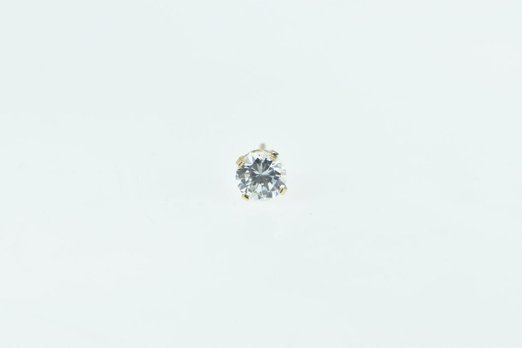 14K Round Solitaire Classic Vintage Stud Single Earring Yellow Gold