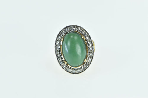 18K Oval Aventurine Halo 0.46 Ctw Diamond Ring Yellow Gold