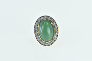 18K Oval Aventurine Halo 0.46 Ctw Diamond Ring Yellow Gold