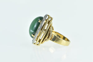 18K Oval Aventurine Halo 0.46 Ctw Diamond Ring Yellow Gold