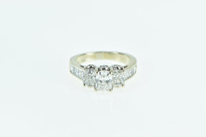 14K 3.10 Ctw Radiant Cut Diamond Engagement Ring White Gold