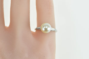 Platinum 8.45mm Pearl Diamond Classic Engagement Ring