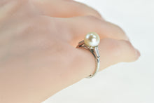 Load image into Gallery viewer, Platinum 8.45mm Pearl Diamond Classic Engagement Ring