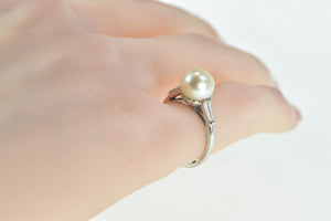 Platinum 8.45mm Pearl Diamond Classic Engagement Ring