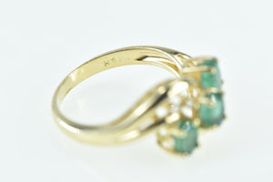 14K 1.01 Ctw Oval Emerald Diamond Statement Ring Yellow Gold