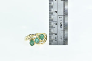 14K 1.01 Ctw Oval Emerald Diamond Statement Ring Yellow Gold