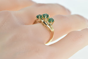 14K 1.01 Ctw Oval Emerald Diamond Statement Ring Yellow Gold