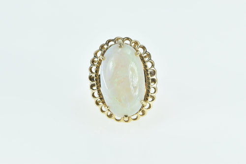 14K 8.45 Ct Natural Opal Cabochon Cocktail Ring Yellow Gold