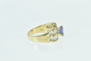 14K 1.60 Ctw Oval Tanzanite Baguette Diamond Ring Yellow Gold