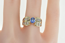 Load image into Gallery viewer, 14K 1.60 Ctw Oval Tanzanite Baguette Diamond Ring Yellow Gold