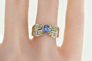 14K 1.60 Ctw Oval Tanzanite Baguette Diamond Ring Yellow Gold