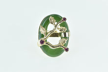 Load image into Gallery viewer, 14K Jade Ring Ruby Tree Branch Cherry Blossom Yellow Gold