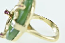 Load image into Gallery viewer, 14K Jade Ring Ruby Tree Branch Cherry Blossom Yellow Gold