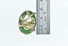 Load image into Gallery viewer, 14K Jade Ring Ruby Tree Branch Cherry Blossom Yellow Gold