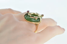 Load image into Gallery viewer, 14K Jade Ring Ruby Tree Branch Cherry Blossom Yellow Gold