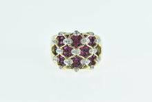 Load image into Gallery viewer, 14K Ornate Diamond Ruby Lattice Statement Band Ring Yellow Gold