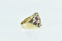 Load image into Gallery viewer, 14K Ornate Diamond Ruby Lattice Statement Band Ring Yellow Gold