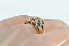 Load image into Gallery viewer, 14K Ornate Diamond Ruby Lattice Statement Band Ring Yellow Gold