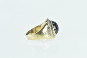 10K 6.75 Ctw Oval Syn. Spinel Diamond Halo Retro Ring Yellow Gold