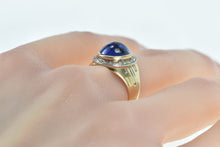 Load image into Gallery viewer, 10K 6.75 Ctw Oval Syn. Spinel Diamond Halo Retro Ring Yellow Gold