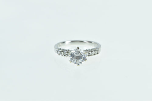 10K 1.55 Ctw White Sapphire Diamond Engagement Ring White Gold