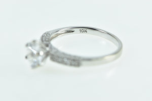 10K 1.55 Ctw White Sapphire Diamond Engagement Ring White Gold