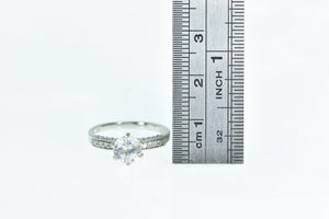 10K 1.55 Ctw White Sapphire Diamond Engagement Ring White Gold