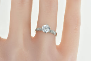 10K 1.55 Ctw White Sapphire Diamond Engagement Ring White Gold