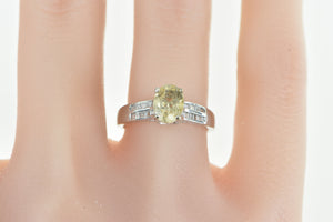 14K 1.50 Ctw Honey Heliodor Diamond Engagement Ring White Gold