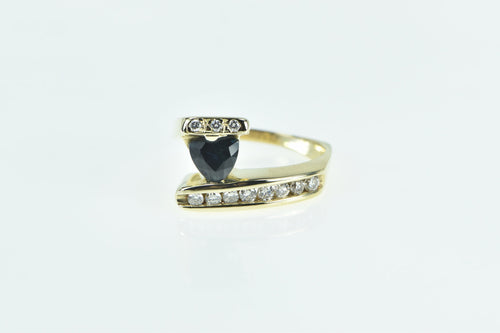14K 1.18 Ctw Trillion Sapphire Diamond Bypass Ring Yellow Gold