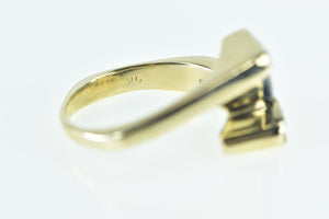 14K 1.18 Ctw Trillion Sapphire Diamond Bypass Ring Yellow Gold