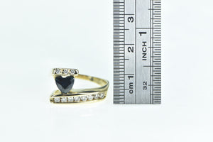 14K 1.18 Ctw Trillion Sapphire Diamond Bypass Ring Yellow Gold