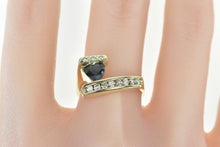 Load image into Gallery viewer, 14K 1.18 Ctw Trillion Sapphire Diamond Bypass Ring Yellow Gold