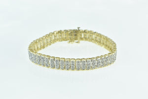 10K 3.75 Ctw Diamond Encrusted Bar Link Tennis Bracelet 7" Yellow Gold